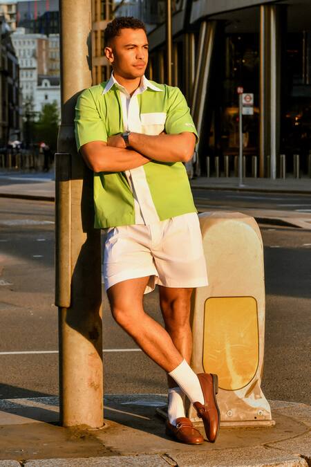 Buy Therealb Green Cotton Designer Shirt Online at Aza Fashions Buy_Therealb_Green Cotton Designer Shirt _Online_at_Aza_Fashions