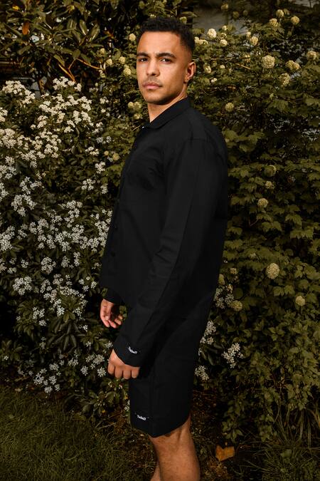 Buy Therealb Black Cotton Designer Shirt And Shorts Set Online at Aza Fashions Buy_Therealb_Black Cotton Designer Shirt And Shorts Set _Online_at_Aza_Fashions