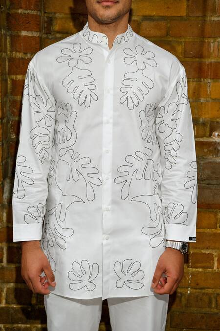 Buy Therealb White Cotton Embroidery Designer Shirt And Pant Set Online at Aza Fashions Buy_Therealb_White Cotton Embroidery Designer Shirt And Pant Set _Online_at_Aza_Fashions