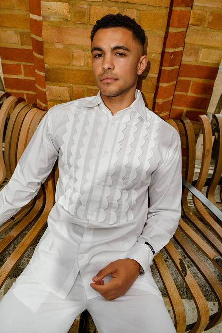 Buy Therealb White Cotton Embroidery Designer Shirt And Pant Set Online at Aza Fashions Buy_Therealb_White Cotton Embroidery Designer Shirt And Pant Set _Online_at_Aza_Fashions