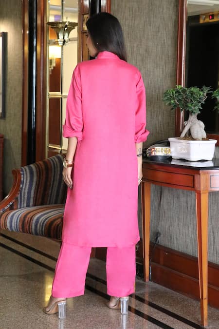 Ekavira Pink Linen Tunic & Pant Set 