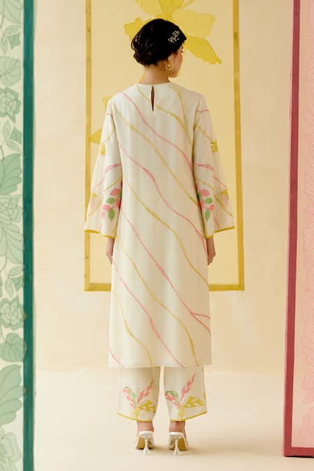 I Am Design Ivory Applique Work Suit Set 