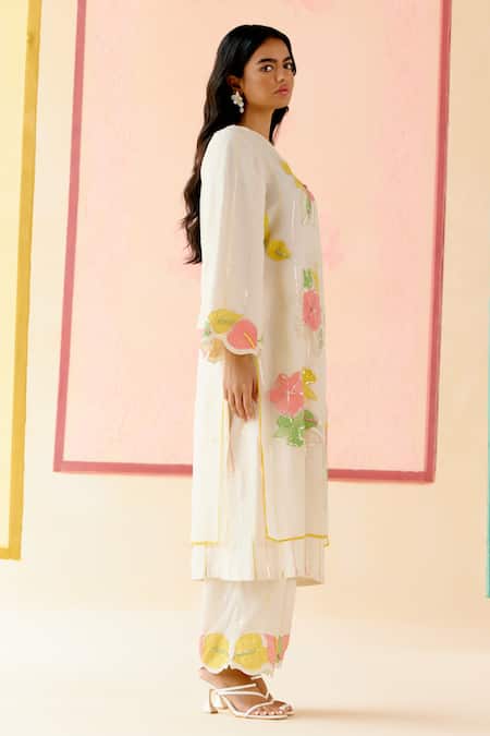 I Am Design Ivory Applique Work Suit Set 