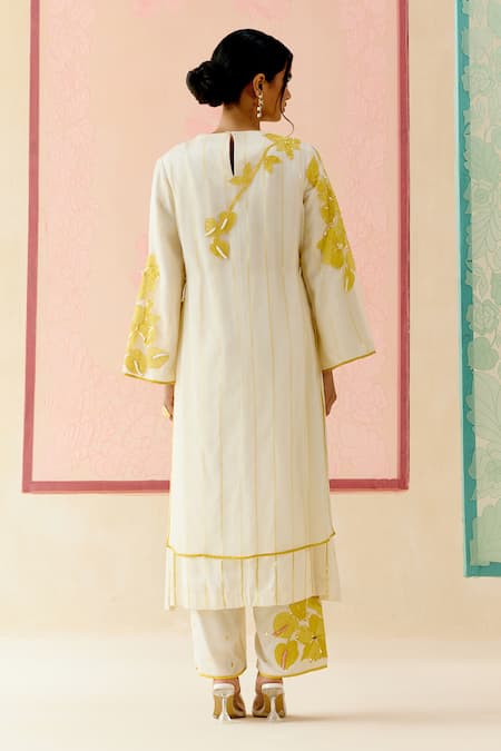 I Am Design Ivory Applique Work Suit Set 