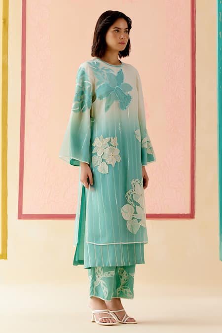I Am Design Mint Ombre Applique Suit Set 