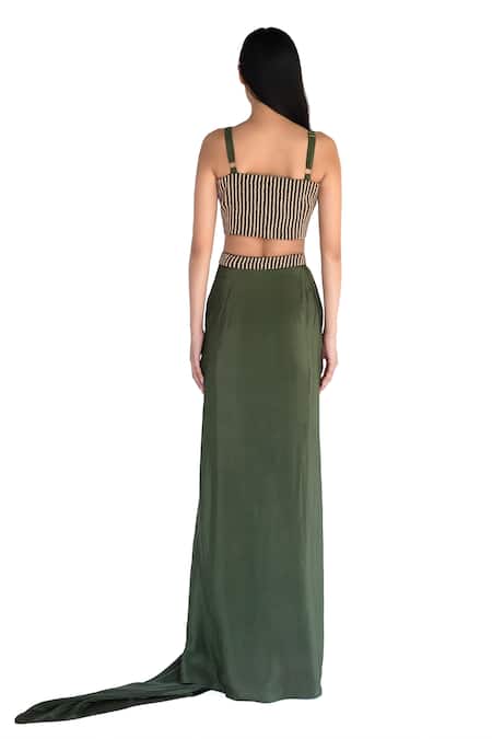 Amka Emerald Green Designer Blouse & Skirt Set 
