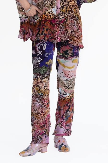 Amka Pink Silk Collared Rose Designer Shirt And Pant Set Online at Aza Fashions Amka_Pink Silk Collared Rose Designer Shirt And Pant Set _Online_at_Aza_Fashions