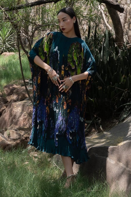 Amka Midnight Blue Floral Kaftan 