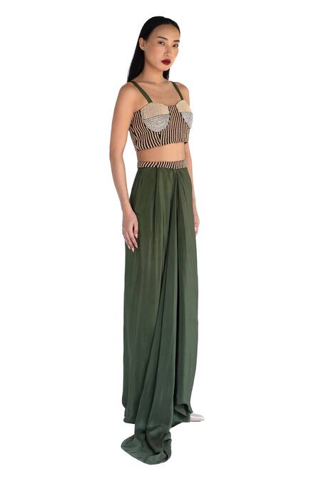 Shop Amka Emerald Green Silk Beads Designer Blouse Online at Aza Fashions Shop_Amka_Emerald Green Silk Beads Designer Blouse _Online_at_Aza_Fashions