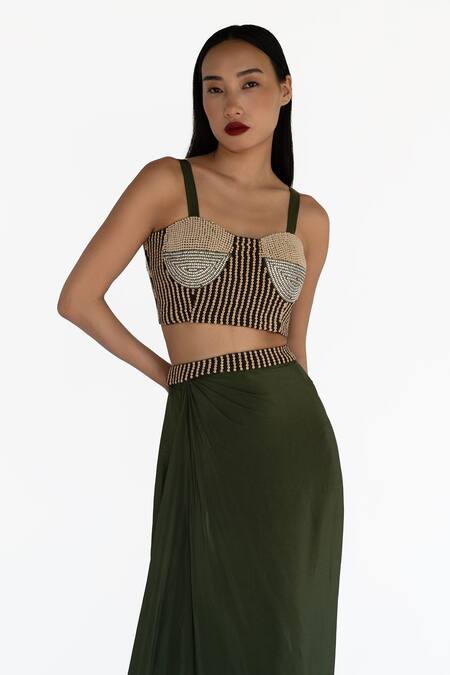 Amka Emerald Green Silk Beads Designer Blouse at Aza Fashions Amka_Emerald Green Silk Beads Designer Blouse _at_Aza_Fashions
