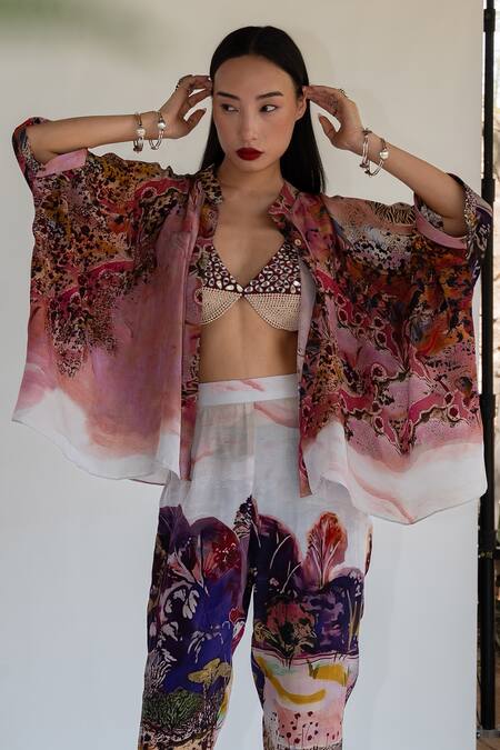 Shop_Amka_Pink Silk Rose Designer Pant _Online_at_Aza_Fashions