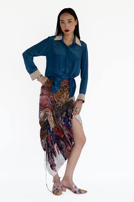 Buy_Amka_Pink Silk Rose Natural Skirt 