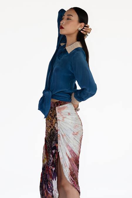 Shop_Amka_Pink Silk Rose Natural Skirt 