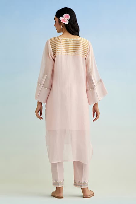 Shop Anantaa By Roohi Pink Chanderi Embroidery Round Neck Kurta Set at Aza Fashions Shop_Anantaa By Roohi_Pink Chanderi Embroidery Round Neck Kurta Set _at_Aza_Fashions