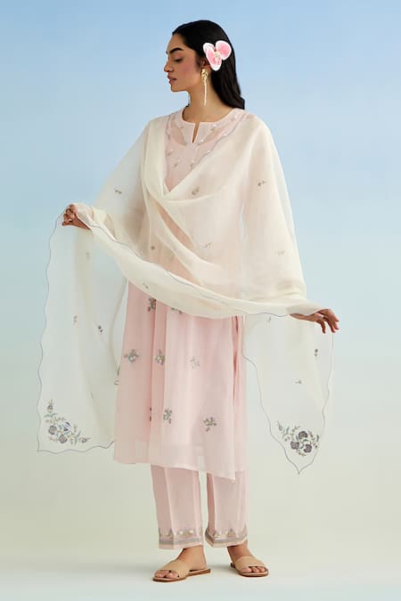 Anantaa By Roohi Pink Embroidered Kurta Set with Dupatta 