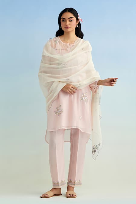 Anantaa by Roohi Pink Mul Chanderi Kurta Set 