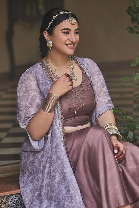 Mamicha Crepe Floral Cape Set With Flared Pant Online at Aza Fashions Mamicha_Crepe Floral Cape Set With Flared Pant_Online_at_Aza_Fashions