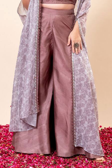 Mamicha Crepe Floral Cape Set With Flared Pant at Aza Fashions Mamicha_Crepe Floral Cape Set With Flared Pant_at_Aza_Fashions