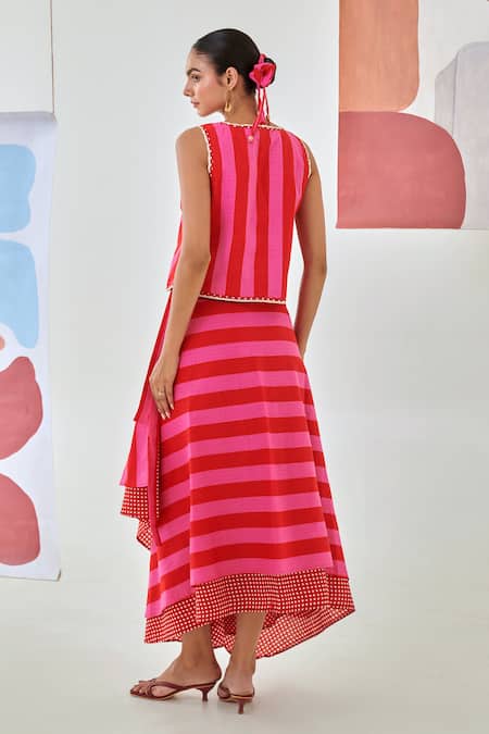 Moontara Layered Skirt & Embroidered Top Set 