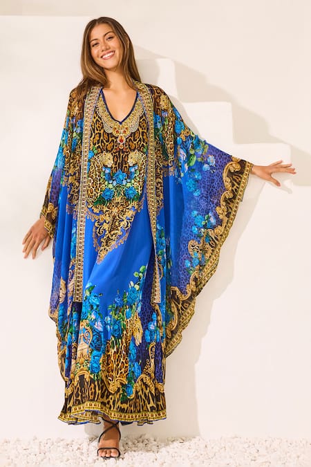 Zariaah Blue Leopardess Sleeveless Dress 
