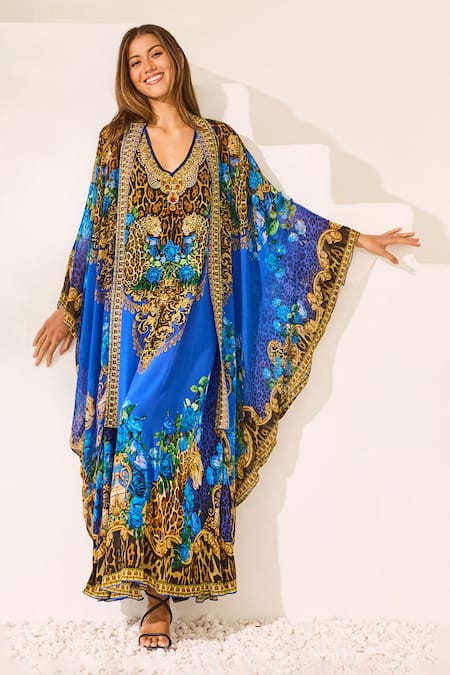 Zariaah Blue Leopardess Cape & Dress Set 