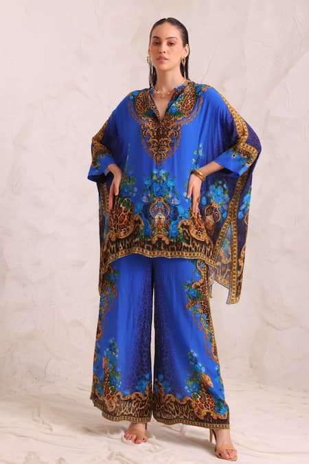Zariaah Leopard Print Kaftan & Trousers Set 