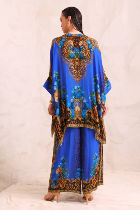 Zariaah Blue Leopardess Kaftan Top 