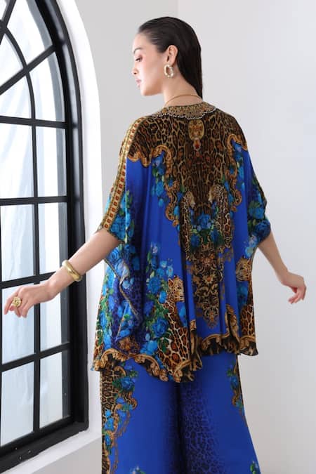 Zariaah Blue Leopard Print Two-Piece Set 