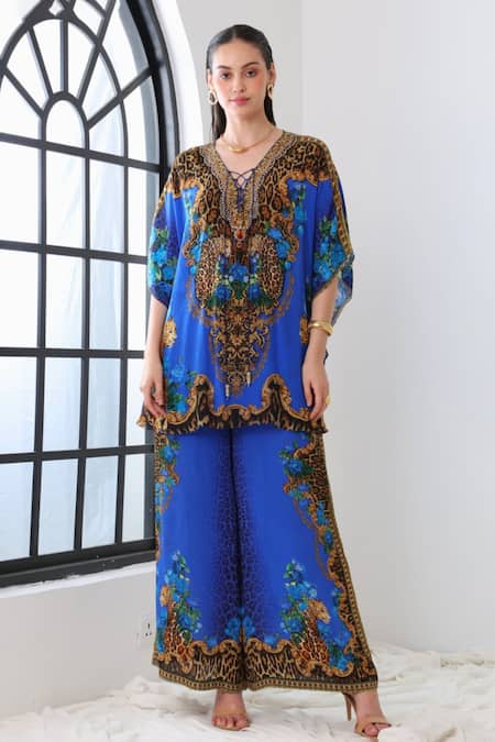 Zariaah Blue Leopardess Butterfly Top 
