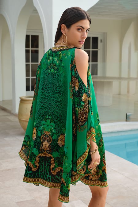 Zariaah Emerald Leopardess Kaftan Dress 