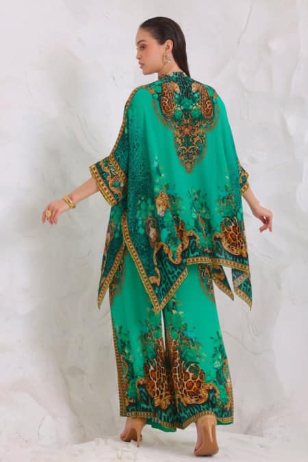 Zariaah Wild Leopard Print Kaftan & Trouser Set 