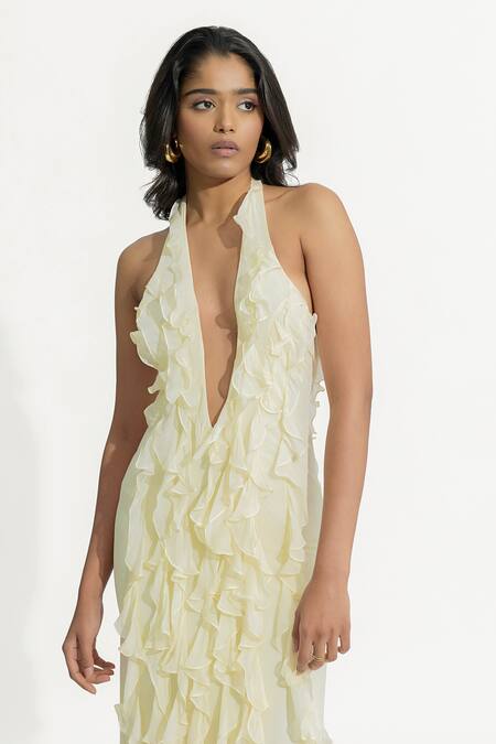 Chambray & CO._Grey Plain V Neck Geometric Pleated Overlap Top_Online_at_Aza_Fashions