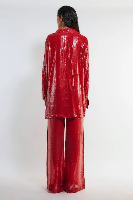 Deme By Gabriella Tracy Sequined Shirt & Pant Set 