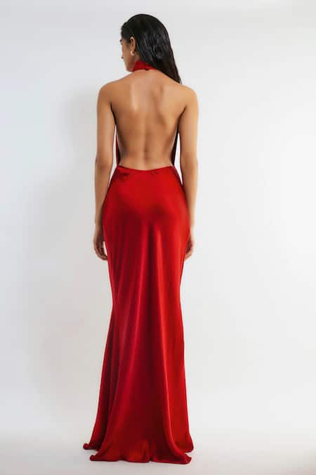 Shop_Deme By Gabriella_Red Satin Cowl Neck Cathy Backless Maxi Dress _at_Aza_Fashions