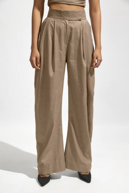 Shop Deme By Gabriella Grey Jersey Pin Striped Trouser Online at Aza Fashions Shop_Deme By Gabriella_Grey Jersey Pin Striped Trouser _Online_at_Aza_Fashions