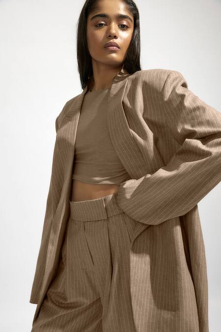 Deme By Gabriella_Grey Jersey, Suede Boat Neck Solid Crop Top _at_Aza_Fashions