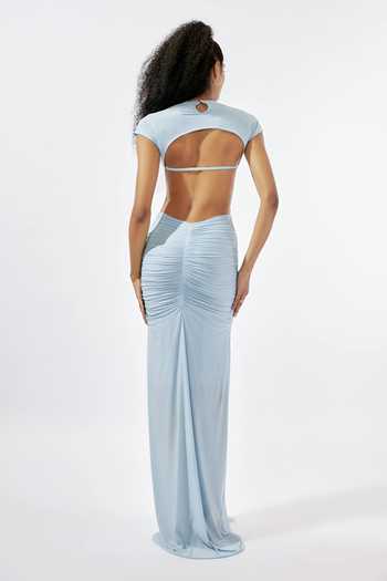 Deme By Gabriella Malai Lycra Ruffled Ruched Gown 