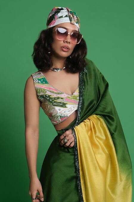 Esha L Amin Multi Color Chanderi Ombre Saree Online at Aza Fashions Esha L Amin_Multi Color Chanderi Ombre Saree _Online_at_Aza_Fashions