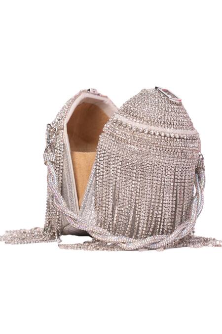 Buy House Of Kosha Silver Rhinestones Glitz Bucket Bag Online at Aza Fashions Buy_House Of Kosha_Silver Rhinestones Glitz Bucket Bag _Online_at_Aza_Fashions