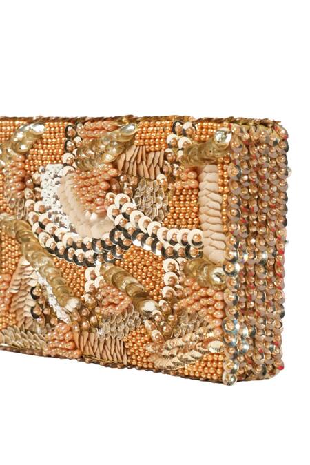 Shop House Of Kosha Gold Beads, Sequins, Crystals Suede Embellished Clutch Online at Aza Fashions Shop_House Of Kosha_Gold Beads, Sequins, Crystals Suede Embellished Clutch _Online_at_Aza_Fashions