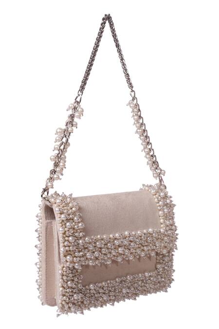 House Of Kosha Ivory Pearls Embellished Clutch Online at Aza Fashions House Of Kosha_Ivory Pearls Embellished Clutch _Online_at_Aza_Fashions