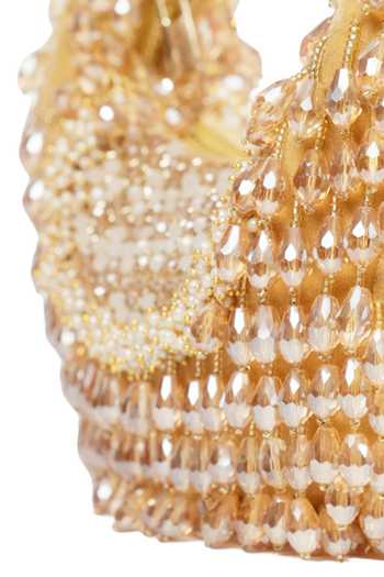 House Of Kosha Gold Crystals, Beads Suede Embellished Hobo Bag Online at Aza Fashions House Of Kosha_Gold Crystals, Beads Suede Embellished Hobo Bag _Online_at_Aza_Fashions
