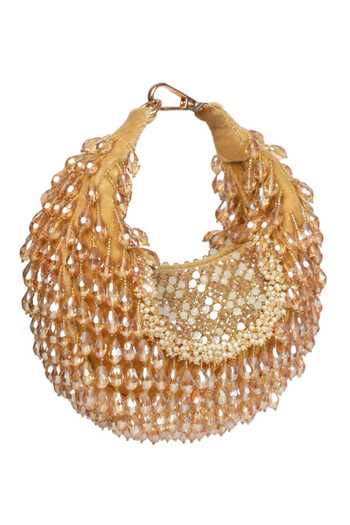 Shop House Of Kosha Gold Crystals, Beads Suede Embellished Hobo Bag Online at Aza Fashions Shop_House Of Kosha_Gold Crystals, Beads Suede Embellished Hobo Bag _Online_at_Aza_Fashions