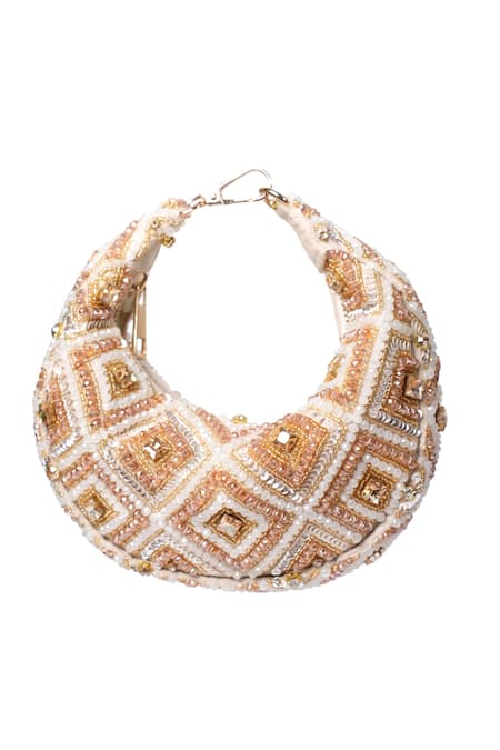 House Of Kosha Golden Pastel Suede Hobo Bag 