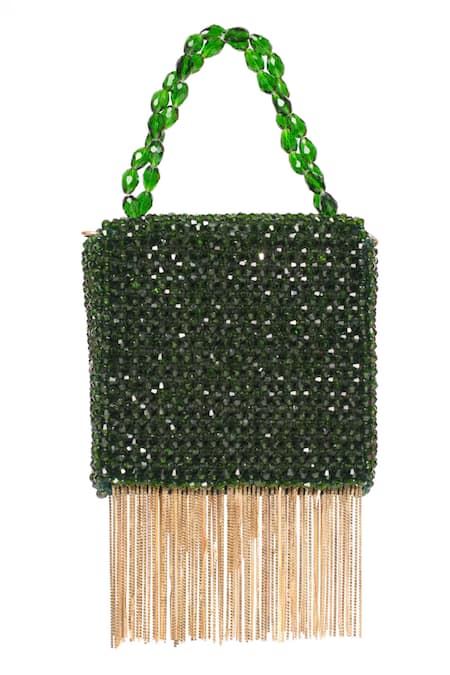 House Of Kosha Natali Green Embellished Mini Bag 