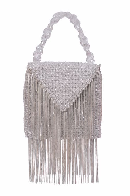 House Of Kosha Natali Silver Embellished Mini Bag 