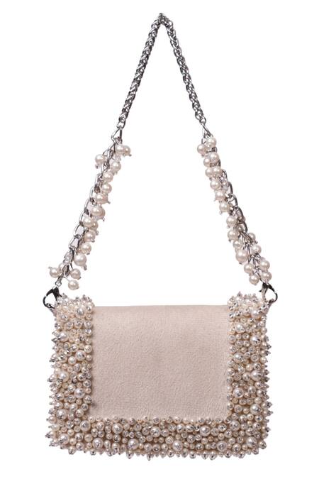 Buy_House Of Kosha_Ivory Pearls Embellished Mini Clutch _Online_at_Aza_Fashions