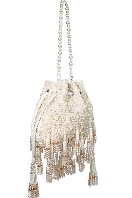 Buy_House Of Kosha_Ivory Pearls Embellished Potli _Online_at_Aza_Fashions