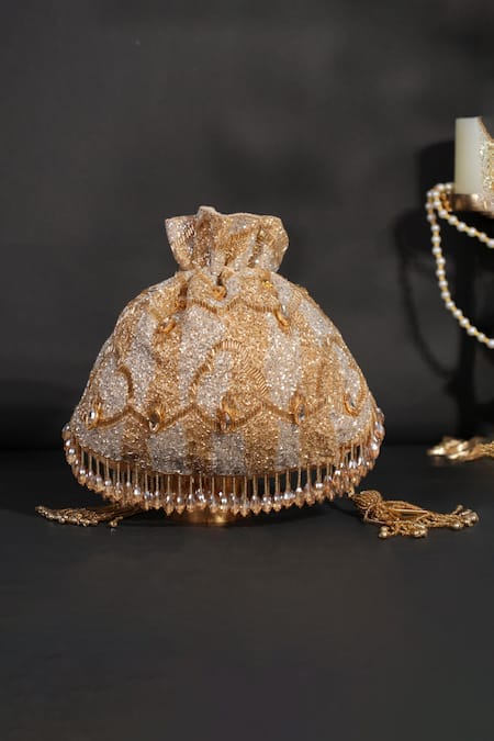 House Of Kosha Sunheri Gold & Silver Embellished Potli 