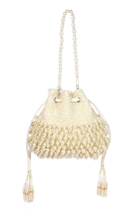 Buy_House Of Kosha_Ivory Pearls Embellished Potli _Online_at_Aza_Fashions